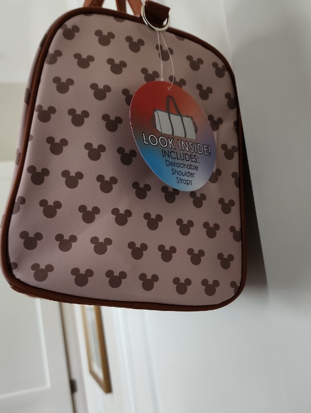 Disney Mickey Mouse Beige & Brown 17-inch Duffle Bag NWT - Picture 5 of 11